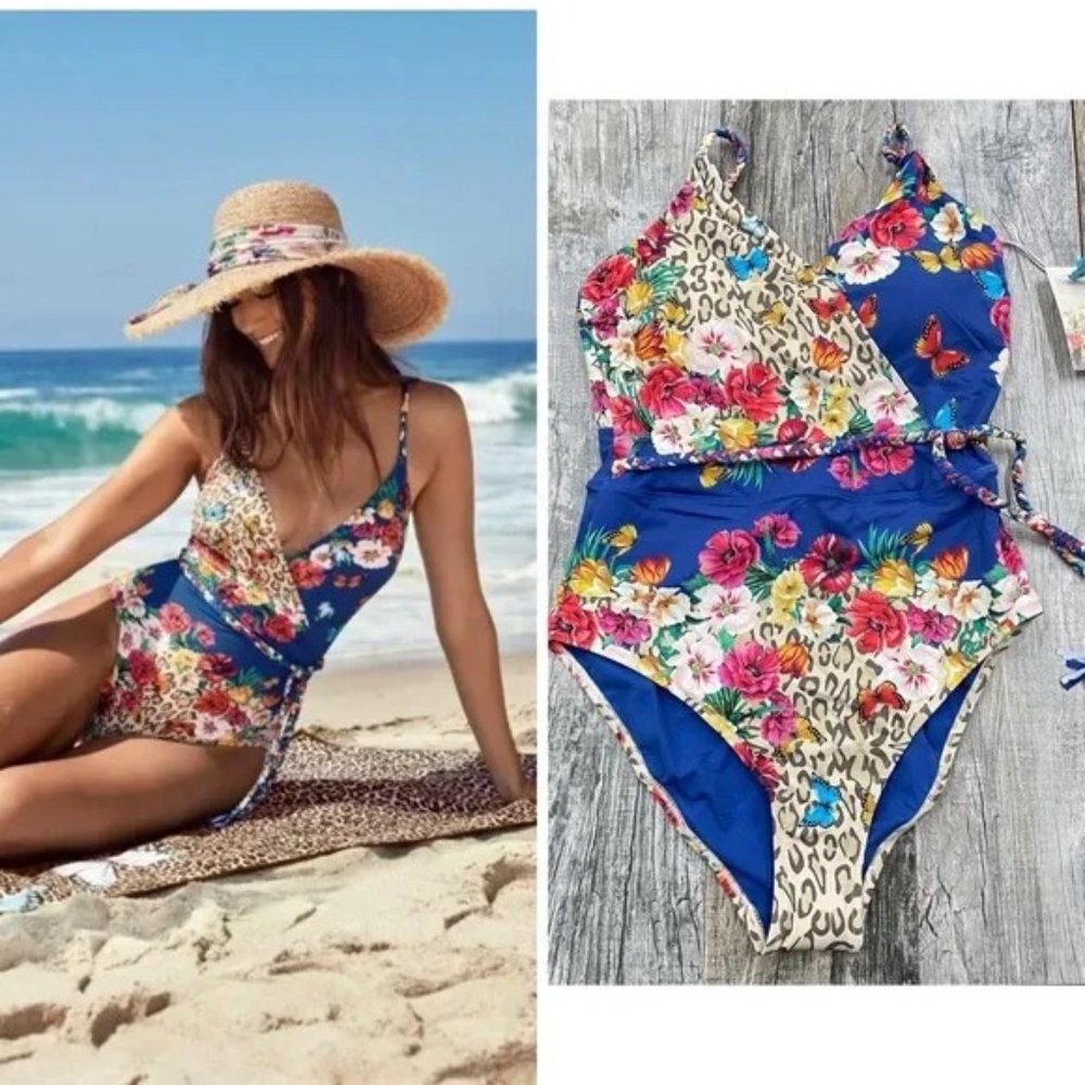 Johnny Was Fleur Braided Wrap One Piece Swimsuit size XL